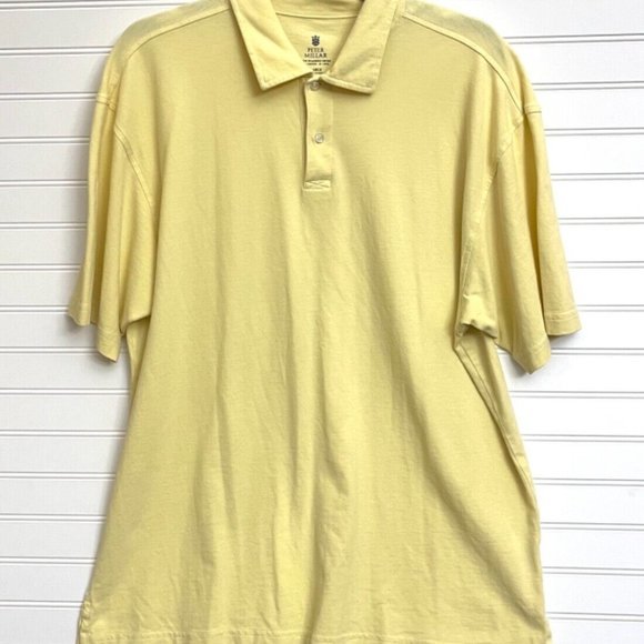 Men's Peter Millar Yellow Sun Washed Mesh Short Sleeve Polo Shirt Size Large - Picture 1 of 3